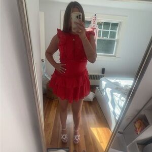 Selfie Leslie Elegant Red Ruffle Dress